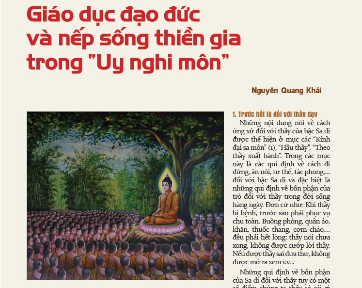 Giáo dục đạo đức và nếp sống thiền gia trong “Uy nghi môn”